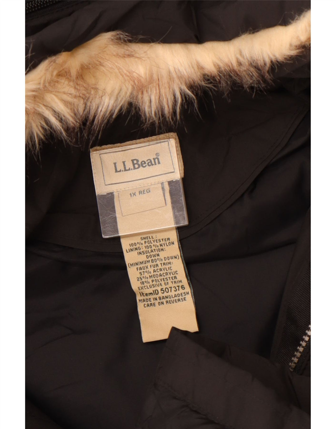 L.L.BEAN Abrigo acolchado extragrande con capucha para mujer UK 40 XL Poliéster negro