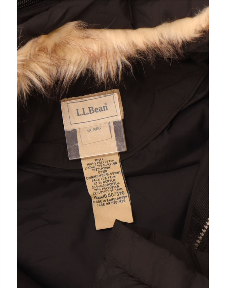 L.L.BEAN Abrigo acolchado extragrande con capucha para mujer UK 40 XL Poliéster negro