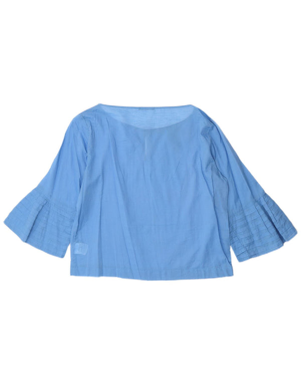 Sisley Blusa extragrande de manga 3/4 para mujer UK 10 Small Blue Cotton