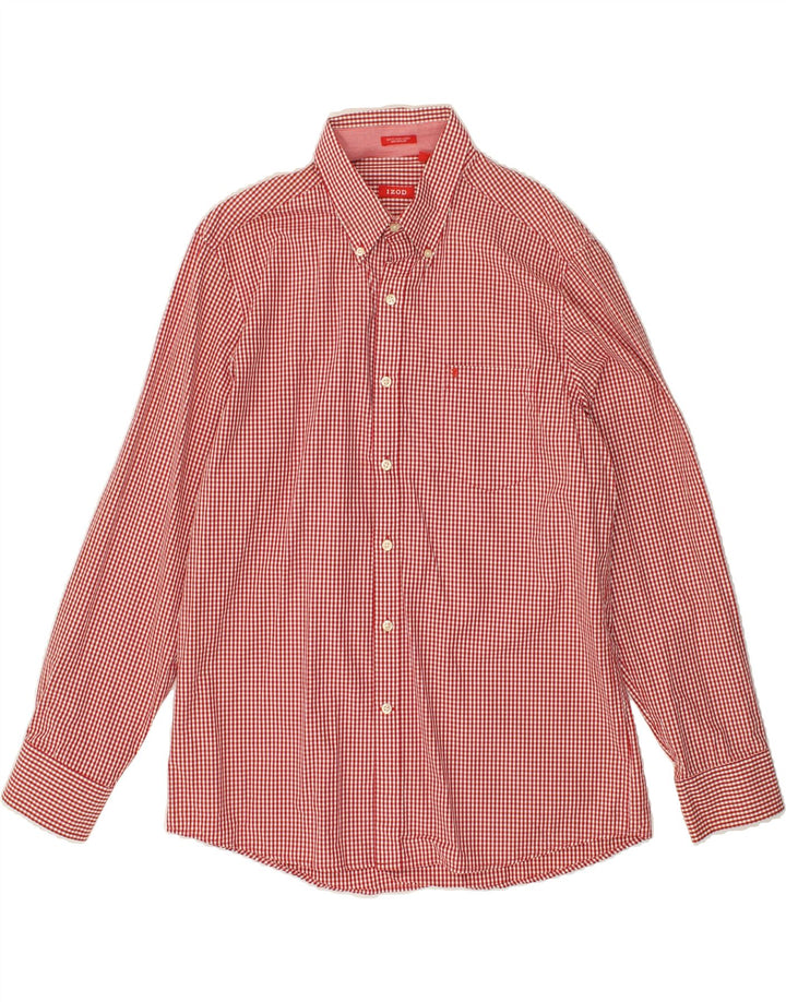IZOD Mens Slim Fit Shirt Large Red Gingham Cotton Vintage Izod and Second-Hand Izod from Messina Hembry 