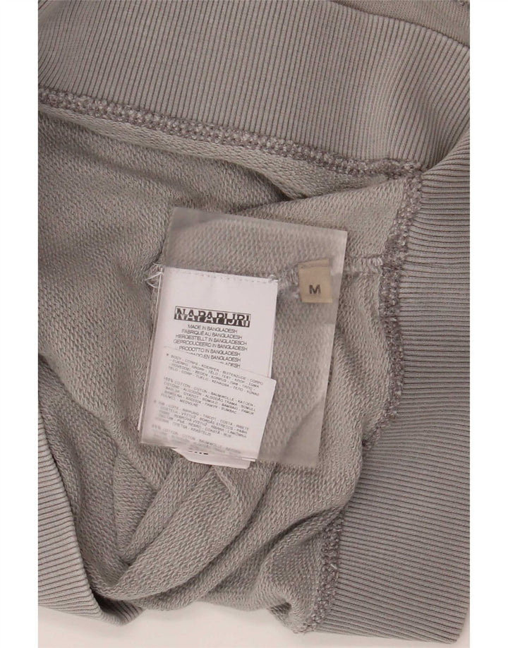 Napapijri Hombre Sudadera Con Capucha Gráfica Jersey De Algodón Gris Medio
