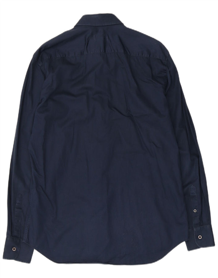 Prada Camisa Hombre Talla 16 Grande Azul Marino Algodón