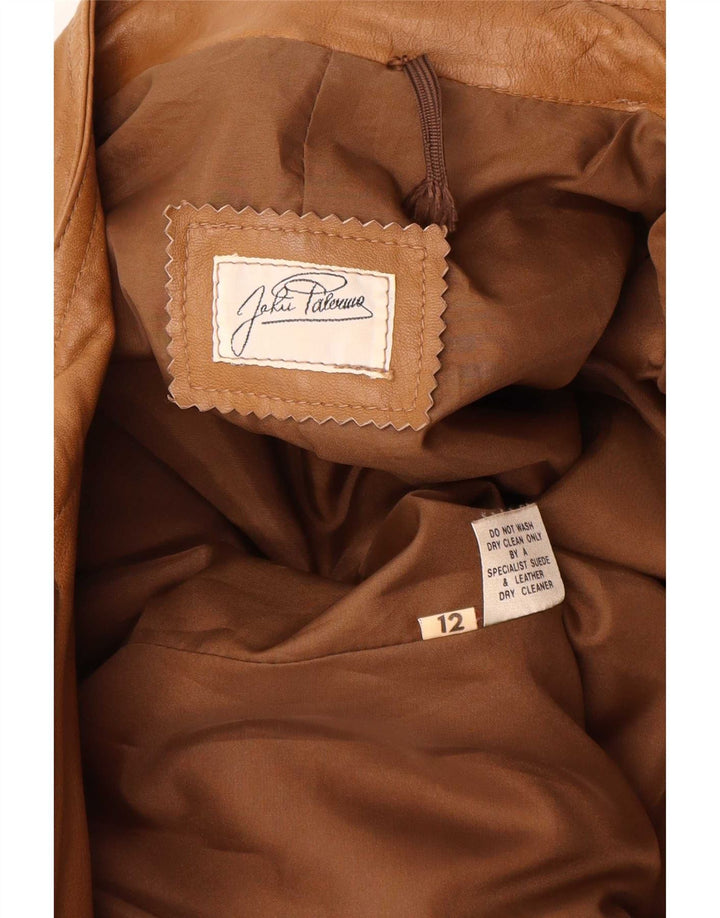 Vintage mujer chaqueta de cuero de gran tamaño Reino Unido 12 Beige medio