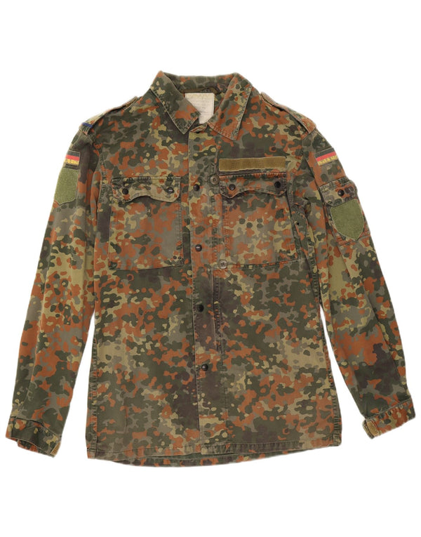 Vintage hombres camisa militar pequeño caqui camuflaje algodón