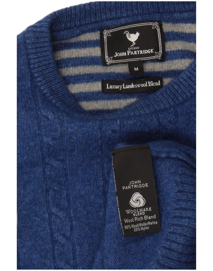 JOHN PARTRIDGE Womens Crew Neck Jumper Sweater UK 12 Medium Blue Wool