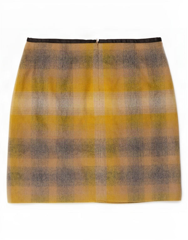 Tommy Hilfiger Minifalda para mujer US 4 Small W28 Lana a cuadros amarillos