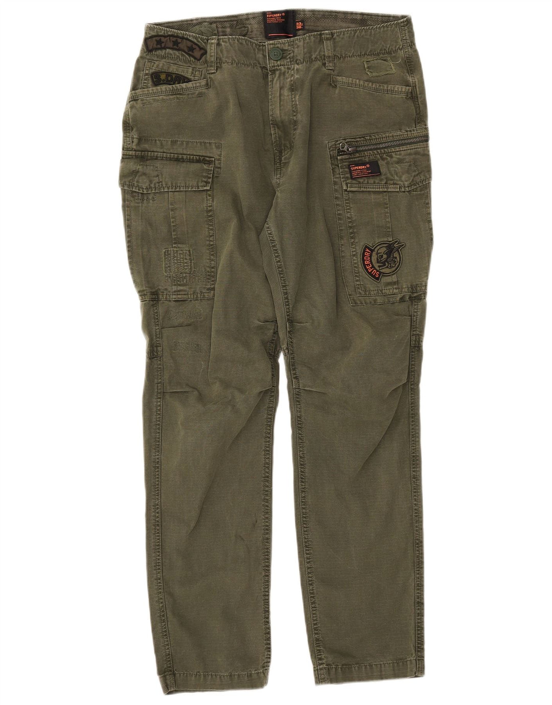 SUPERDRY Pantalones cargo ajustados para hombre W33 L30 Algodón caqui