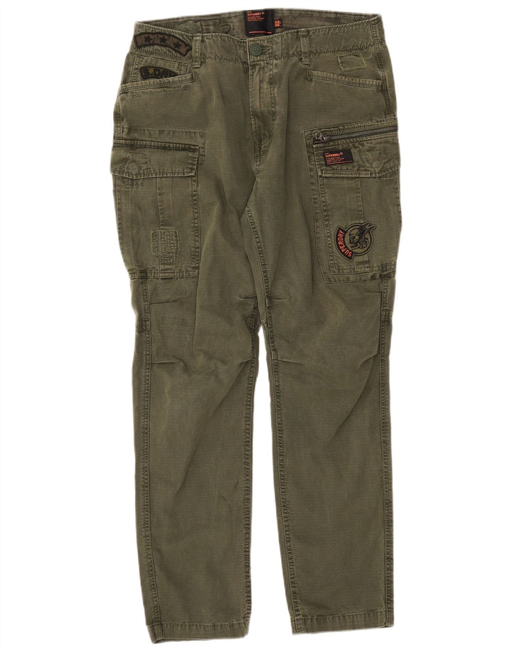 SUPERDRY Pantalones cargo ajustados para hombre W33 L30 Algodón caqui