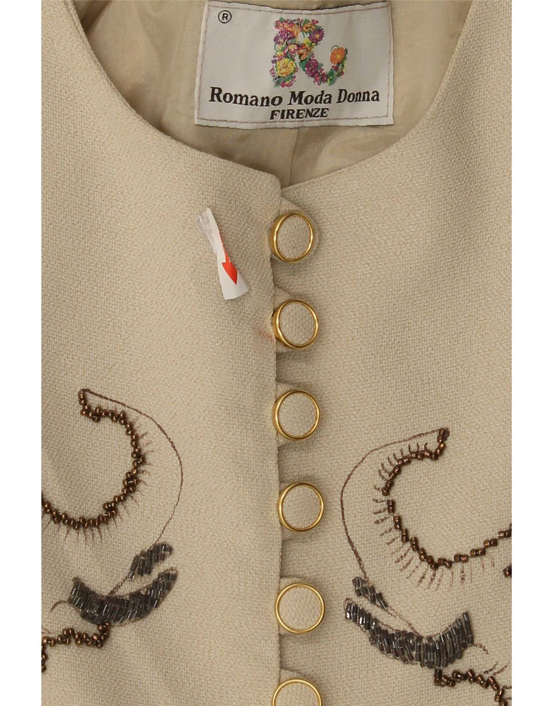 Chaqueta blazer gráfica vintage para mujer IT 42 Estampado animal beige medio
