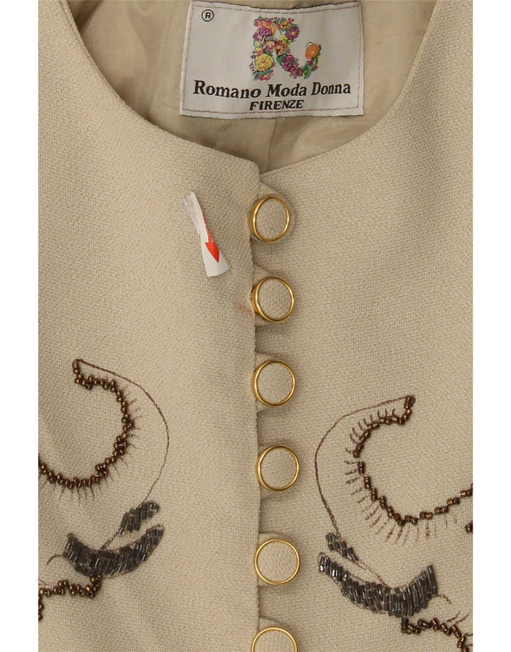 Chaqueta blazer gráfica vintage para mujer IT 42 Estampado animal beige medio
