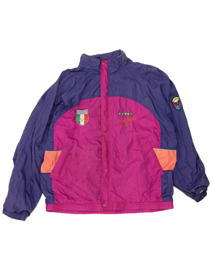 DIADORA Hombre Italia Loose Fit Chándal Top Chaqueta XL Rosa Colorblock