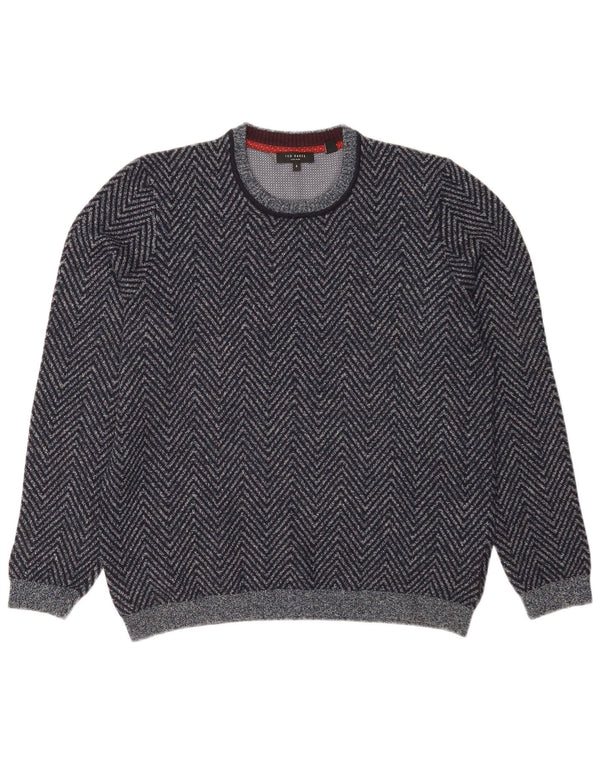 Ted Baker - Jersey de cuello redondo para hombre, talla 5 XL, algodón azul marino Chevron