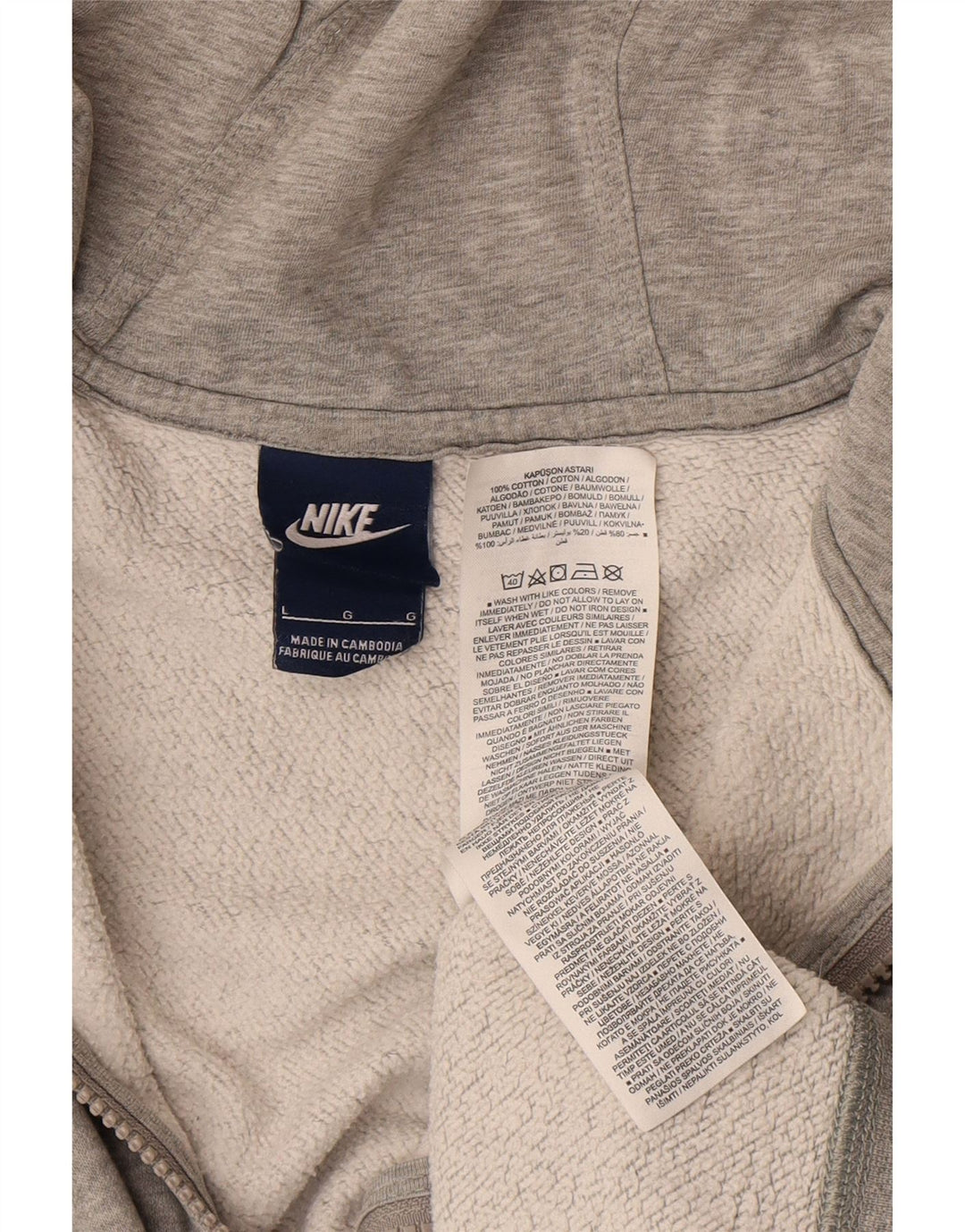 NIKE Sudadera con capucha y cremallera para hombre, talla grande, algodón gris