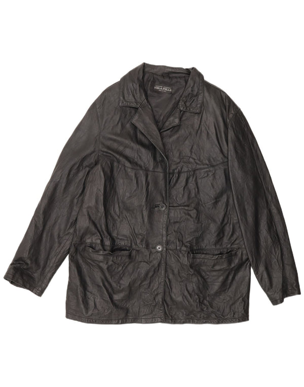 Chaqueta de cuero para mujer Lavorazione Artigianale UK 46 Large Black