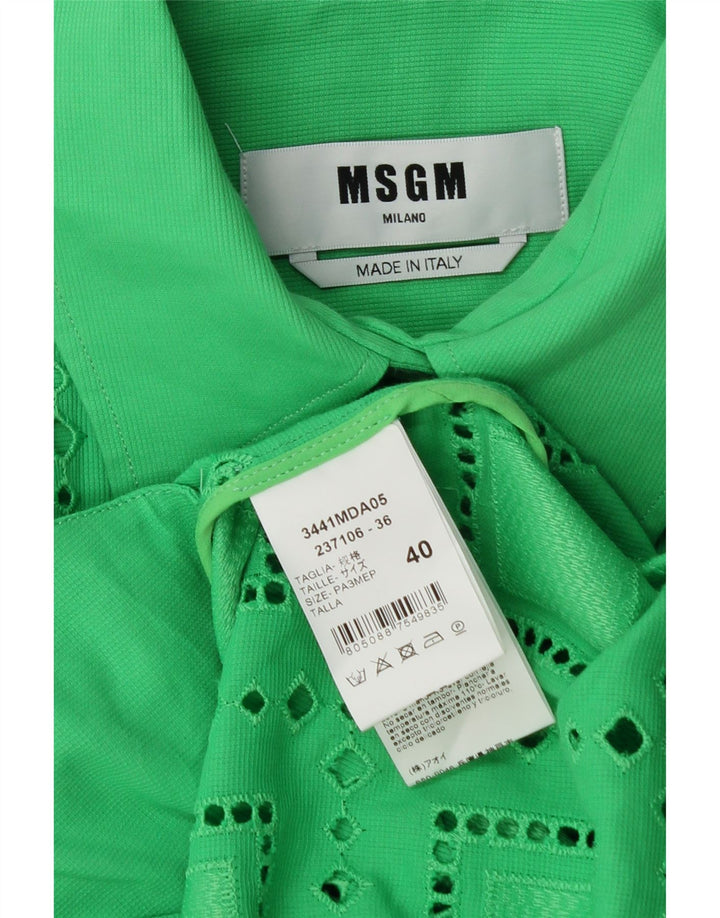 MSGM Vestido Camisero Extragrande IT 40 Algodón Geométrico Verde Medio Mujer