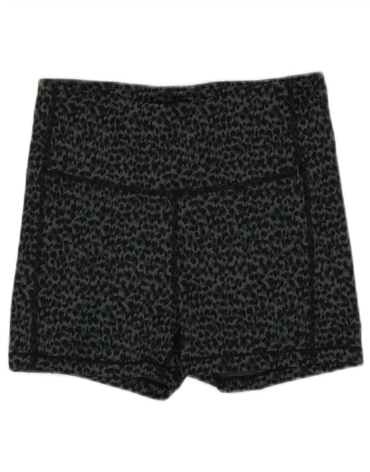 Athleta Pantalones cortos deportivos para mujer UK 8 Pequeño gris Estampado animal Poliéster