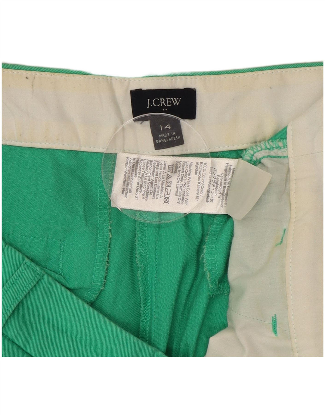 J. CREW Pantalones cortos chinos para mujer US 14 XL W36 Algodón verde