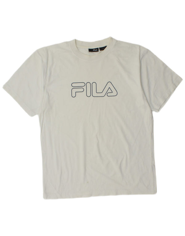 FILA Camiseta gráfica para hombre Top Small White