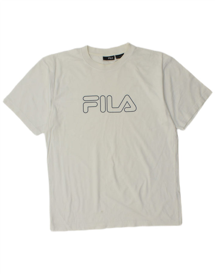 FILA Camiseta gráfica para hombre Top Small White