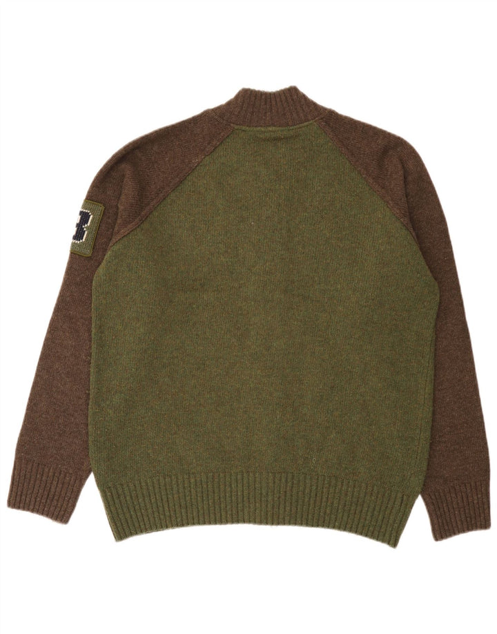 Woolrich Hombre Cárdigan Gráfico De Lana Color Block Grande Verde
