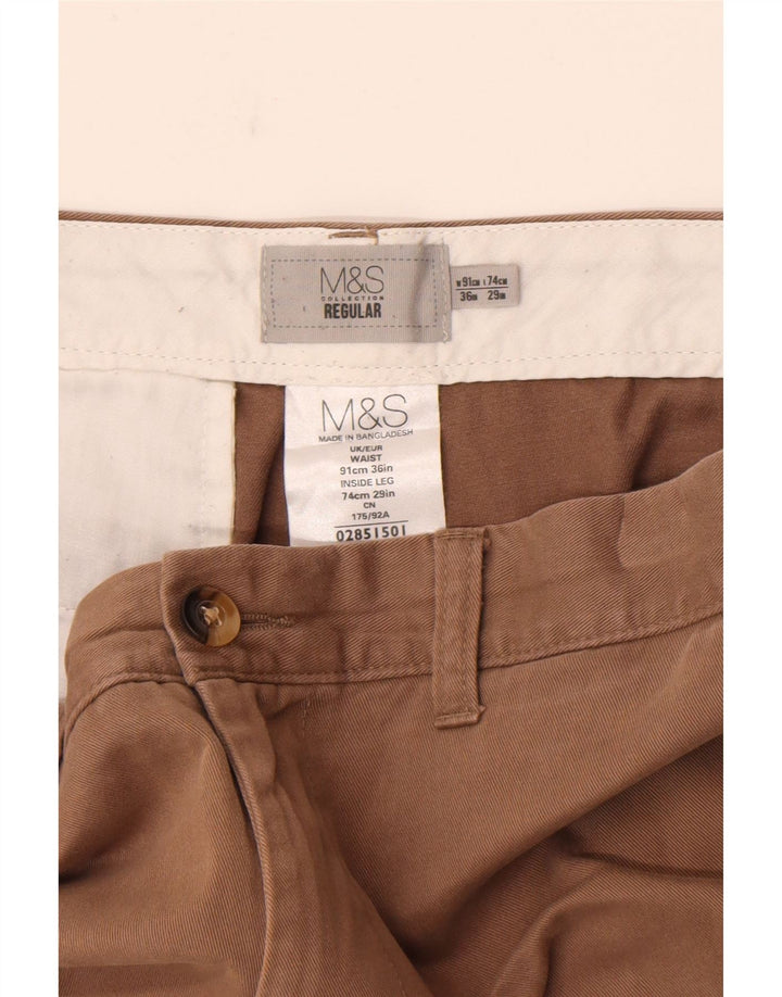 Marks & Spencer Pantalones chinos de corte regular para hombre W36 L29 Algodón marrón