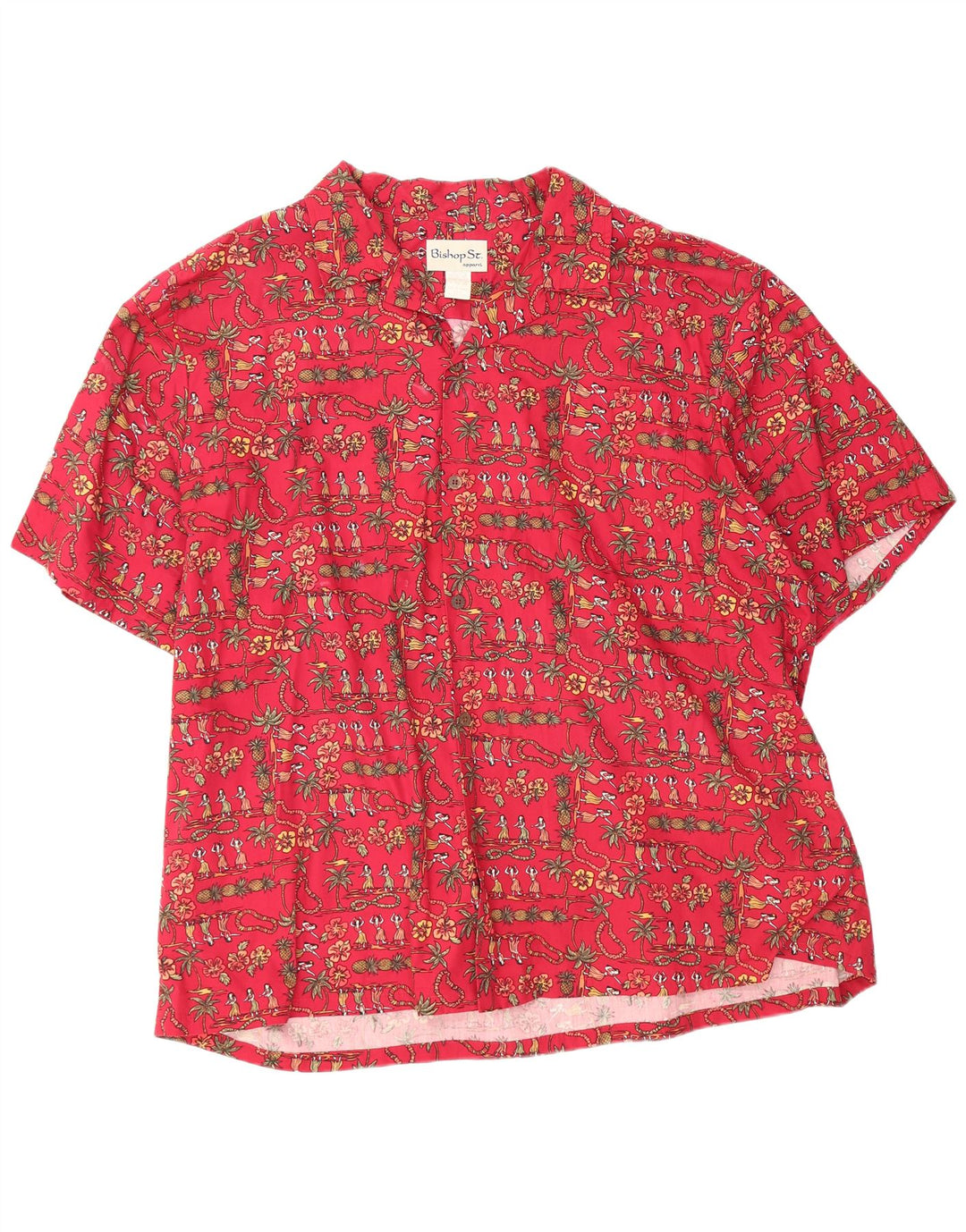 Bishop St. Apparel Camisa de manga corta para hombre 4XL Algodón floral rojo
