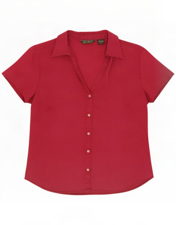 Eddie Bauer Camisa de manga corta para mujer UK 44 Medium Pink Linen