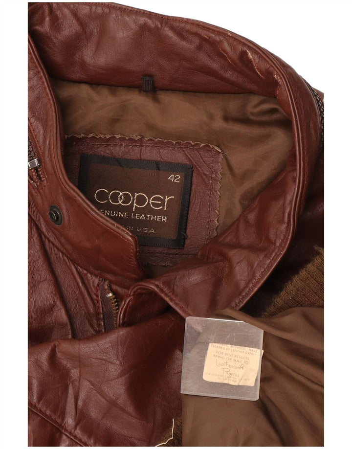 Cooper Chaqueta de cuero con capucha para hombre UK 42 XL Cuero marrón