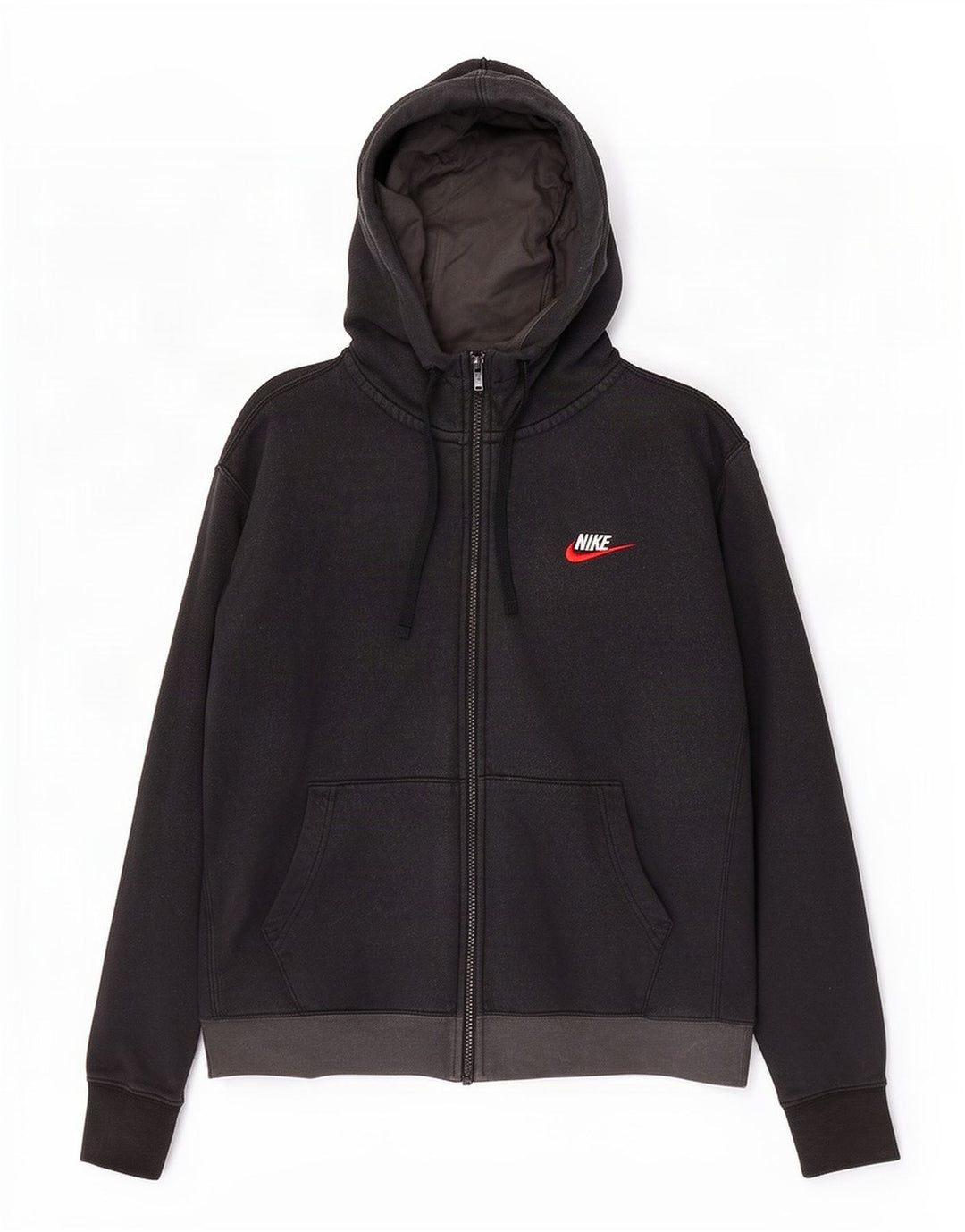 Nike - Sudadera con capucha y cremallera para hombre, algodón color block, color negro mediano