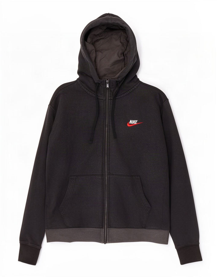 Nike - Sudadera con capucha y cremallera para hombre, algodón color block, color negro mediano