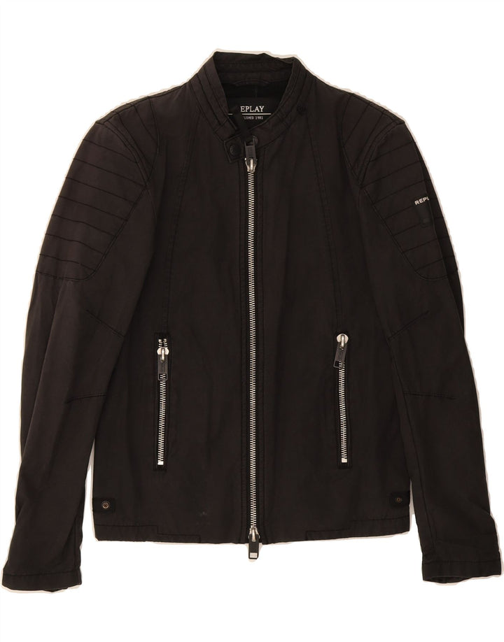 REPLAY Womens Bomber Jacket UK 6 XS Black Vintage Replay and Second-Hand Replay from Messina Hembry 