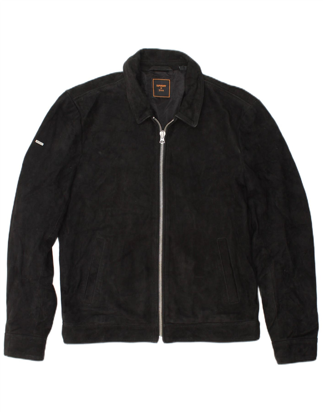 SUPERDRY Chaqueta de ante para hombre UK 36 Small Black Leather
