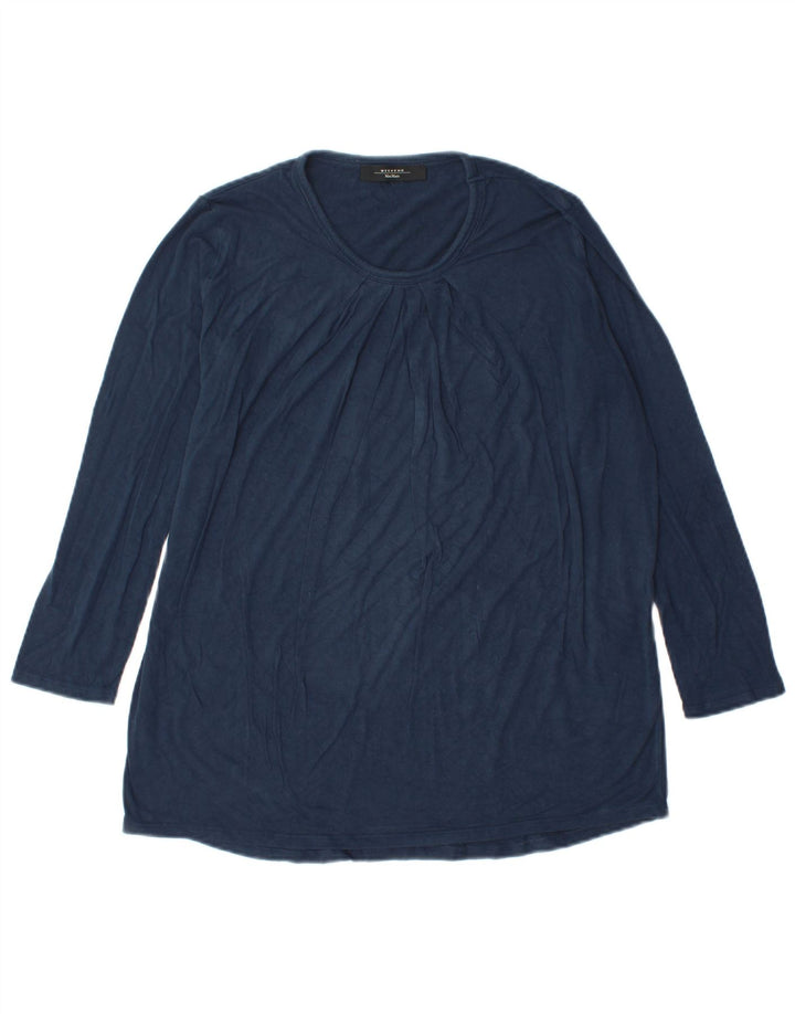 Max Mara Mujer Weekend Top Manga Larga UK 44 Medio Azul Marino Viscosa