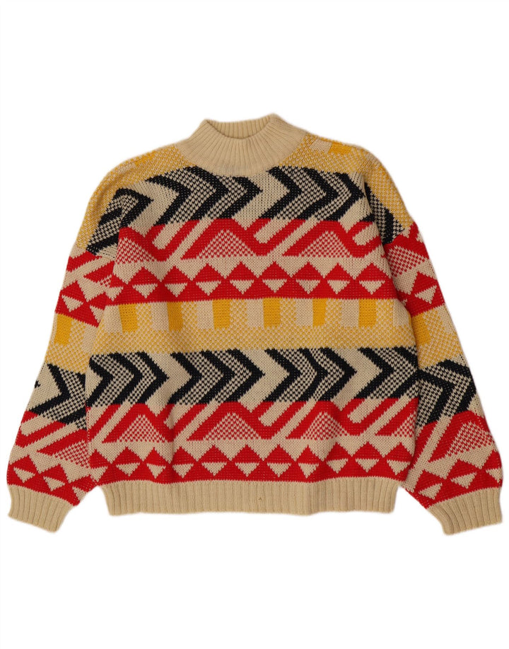Vintage mujer tortuga cuello jersey suéter Reino Unido 16 grande multicolor
