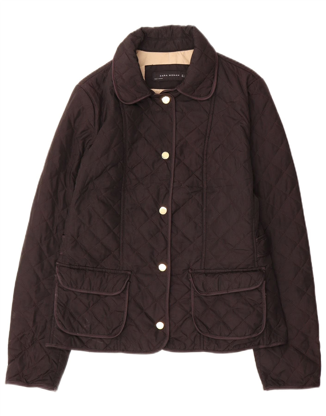 Zara Mujer Chaqueta Acolchada Reino Unido 44 Grande Marrón