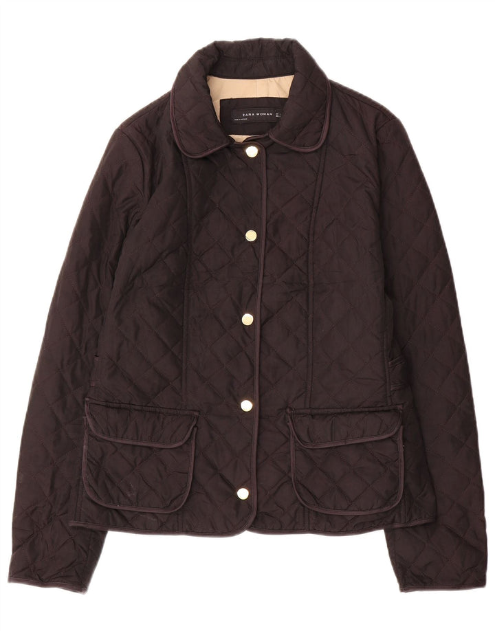 Zara Mujer Chaqueta Acolchada Reino Unido 44 Grande Marrón