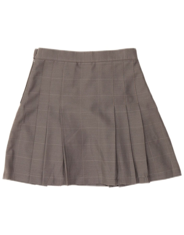 Vintage mujer plisada mini falda IT 42 Mediana W28 Gris Check Wool