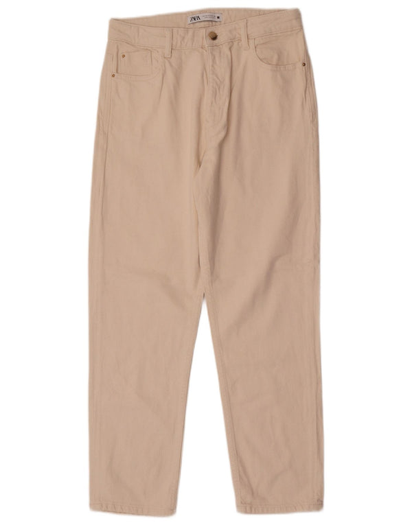Zara Mujer Pantalones Casuales De Cintura Alta EU 40 Medium W30 L27 Off White