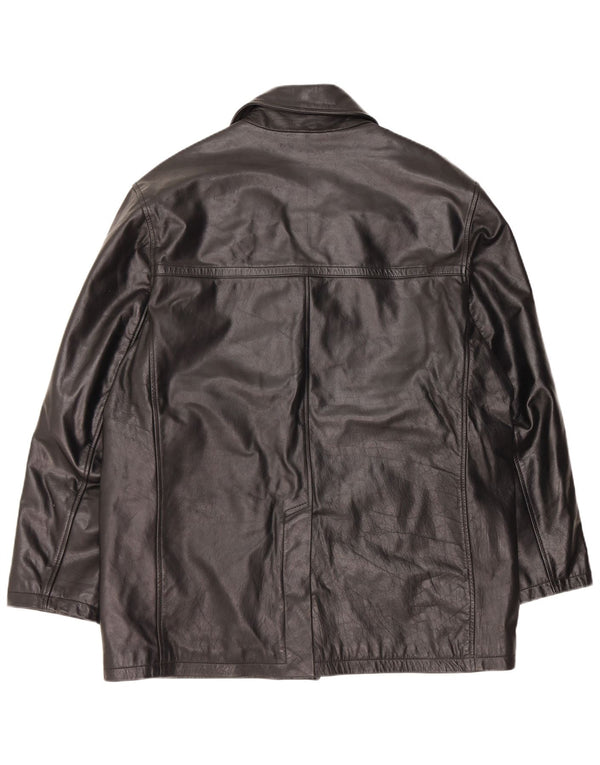 Chaqueta de cuero vintage para hombre Reino Unido 42 XL cuero negro
