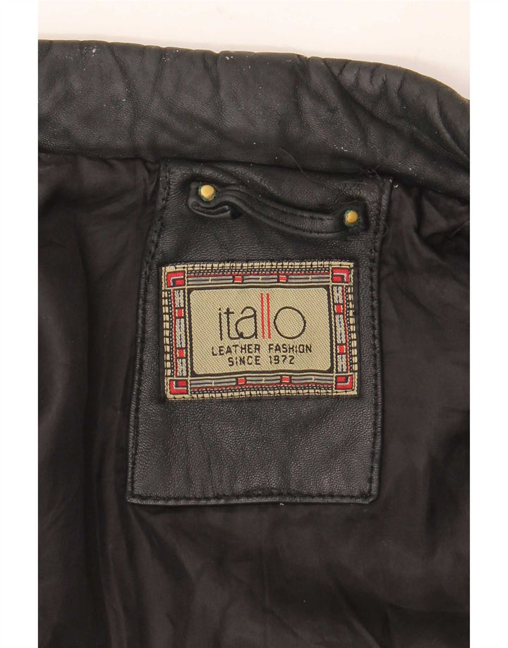 Italo Chaqueta de cuero para hombre Reino Unido 40 Grande Negro