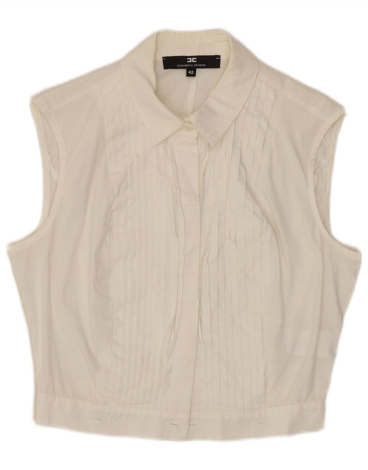 ELISABETTA FRANCHI Blusa sin mangas para mujer IT 42 Medium White