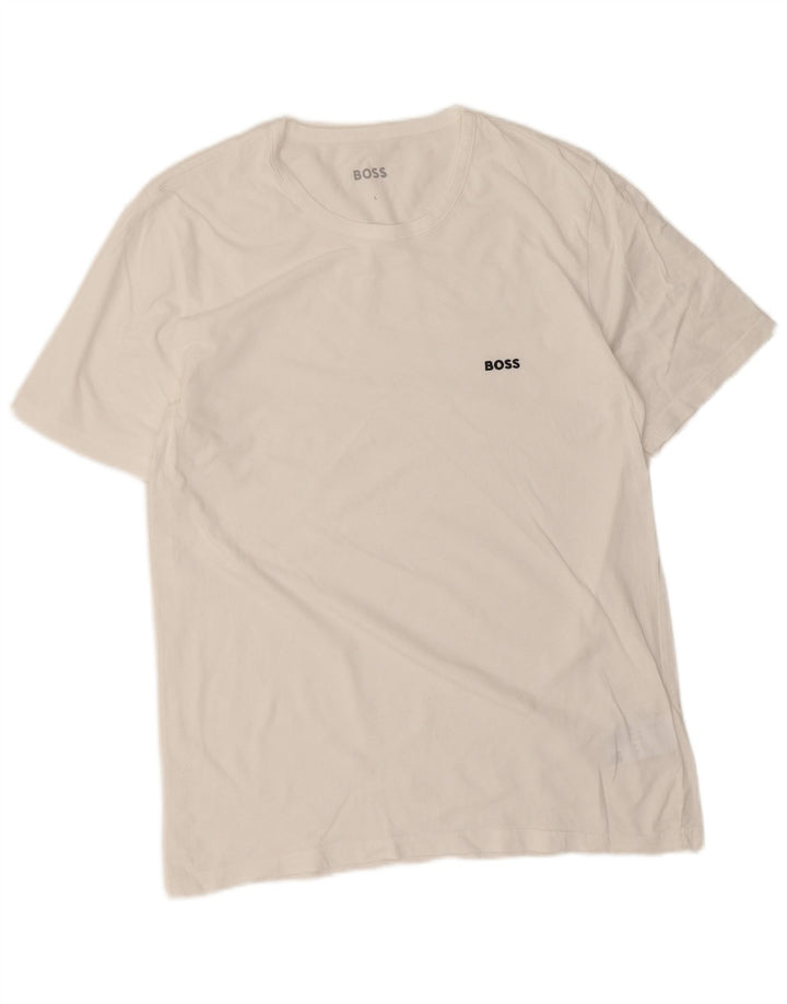 Hugo Boss Hombre Camiseta Top Grande Algodón Blanco