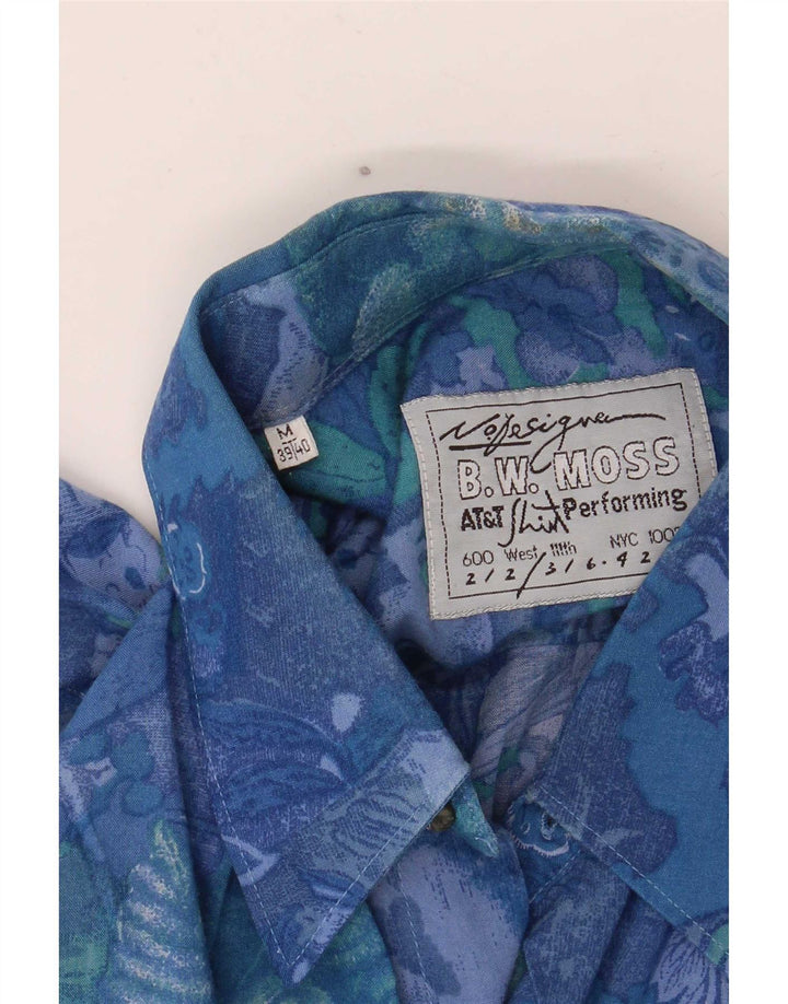 B.W. Camisa de manga corta para hombre Moss Talla 38/40 Azul medio Floral