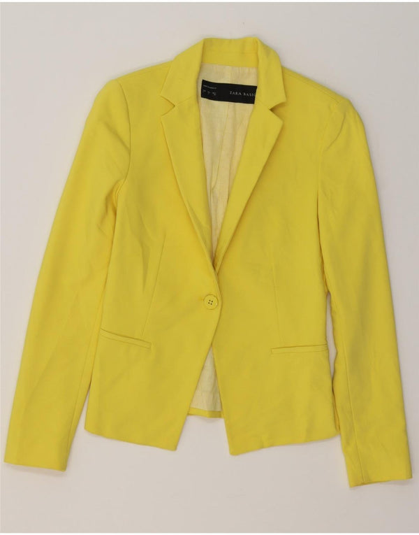 ZARA Chaqueta Blazer De 1 Botón Para Mujer UK 10 Small Poliéster Amarillo