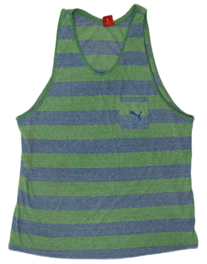 Puma Chaleco para hombre Top XL Algodón a rayas verdes