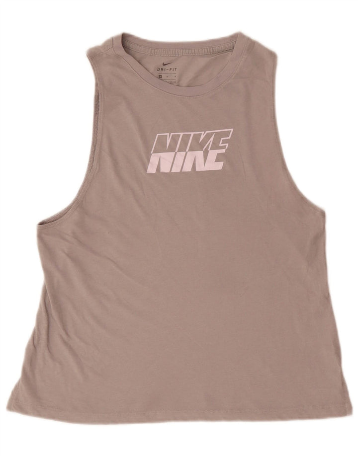 NIKE Camiseta sin mangas Dri Fit Graphic para mujer UK 14 Algodón gris medio