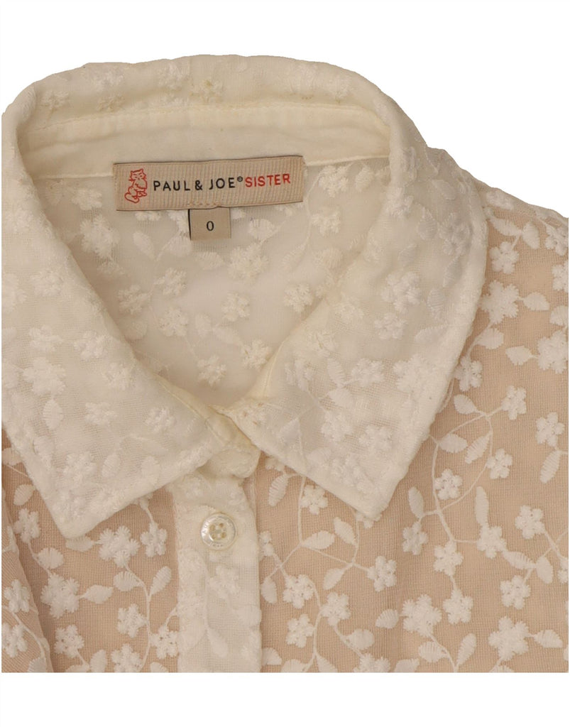 PAUL & JOE Womens See Through Lace Shirt Size 0 XS White Floral Polyester Vintage Paul & Joe and Second-Hand Paul & Joe from Messina Hembry 