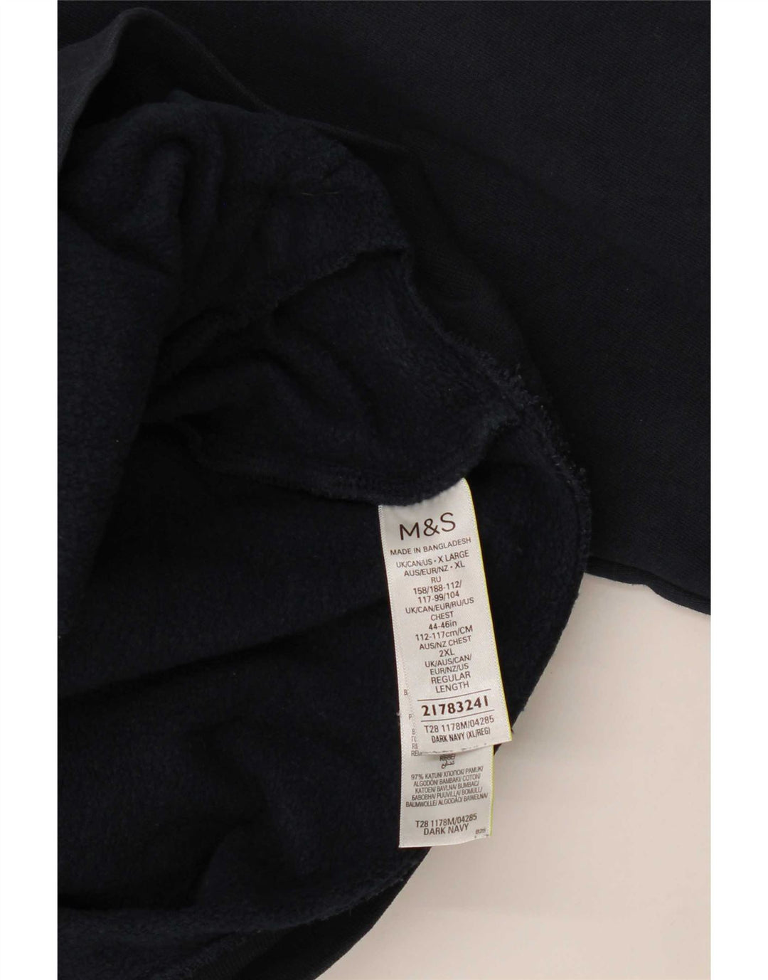 Marks & Spencer - Sudadera con cuello y cremallera para hombre, talla XL, algodón azul marino