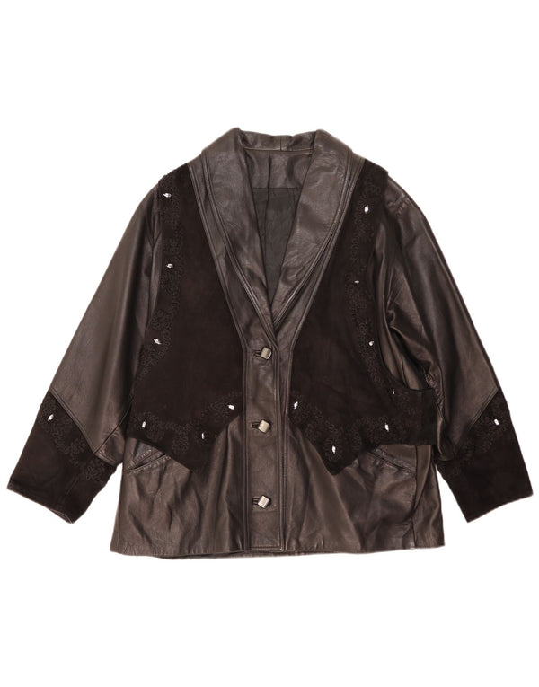 Lavorazione Artigiana Chaqueta De Cuero Mujer IT 42 Mediana Cuero Negro