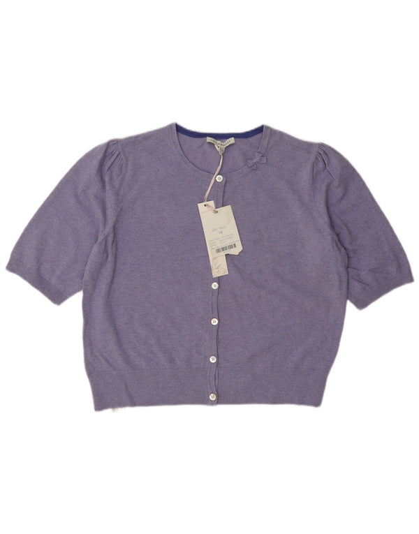 Laura Ashley Jersey Bolero de Manga Corta para Mujer UK 46 Grande Algodón Púrpura